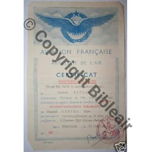 CERTIFICAT ELEMENTAIRE DE SPECIALITE (Pointeur de piece antiaerienne R.S.44.III) 1952 Sc.flyinghome 14Eur11.08
